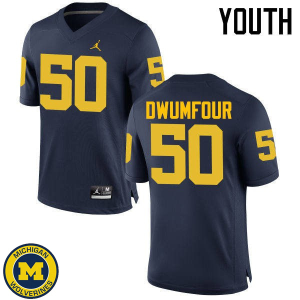 Youth Michigan Wolverines #50 Michael Dwumfour Navy University Football Jersey